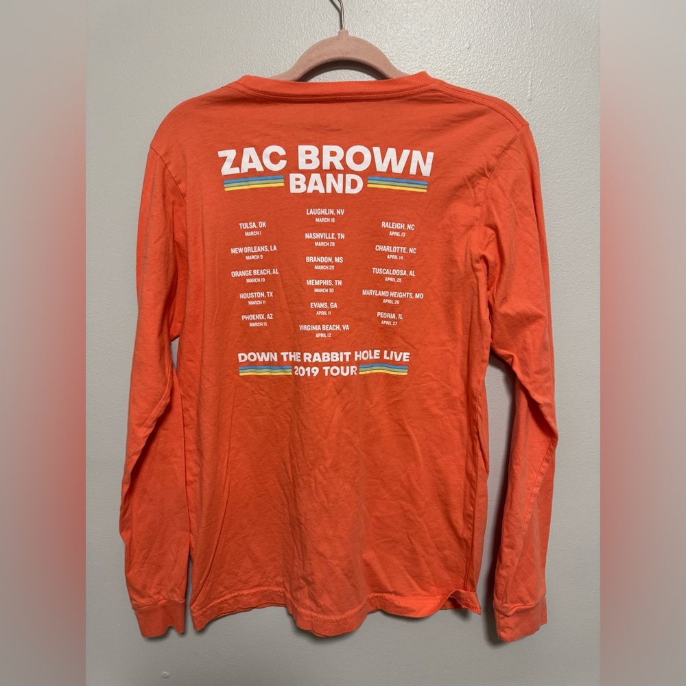 Zac Brown Band Down the Rabbit Hole 2019 Live Tour Coral Long Sleeve Shirt - Picture 2 of 6